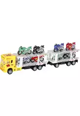 Camion Giallo a Frazione con 2 Rimorchi e 8 veicoli