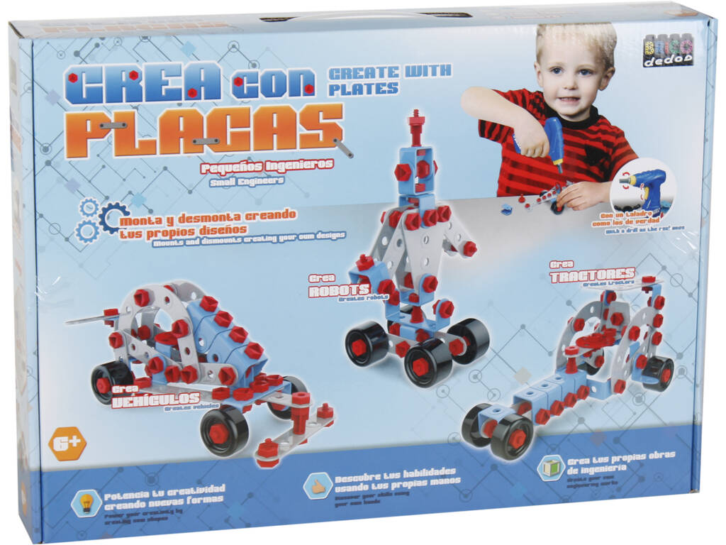 Jogo Construção Cria Tratores Com Placas 6 Figuras em 1