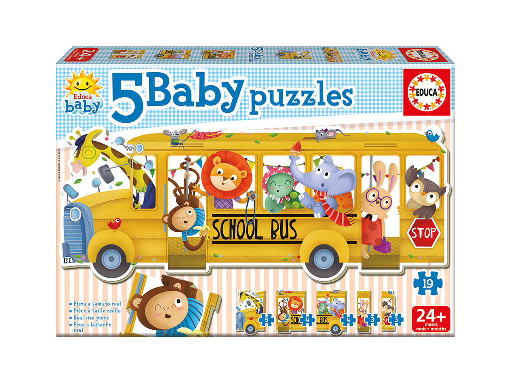 Baby Puzzle Bus Escolar Animales Educa 17575