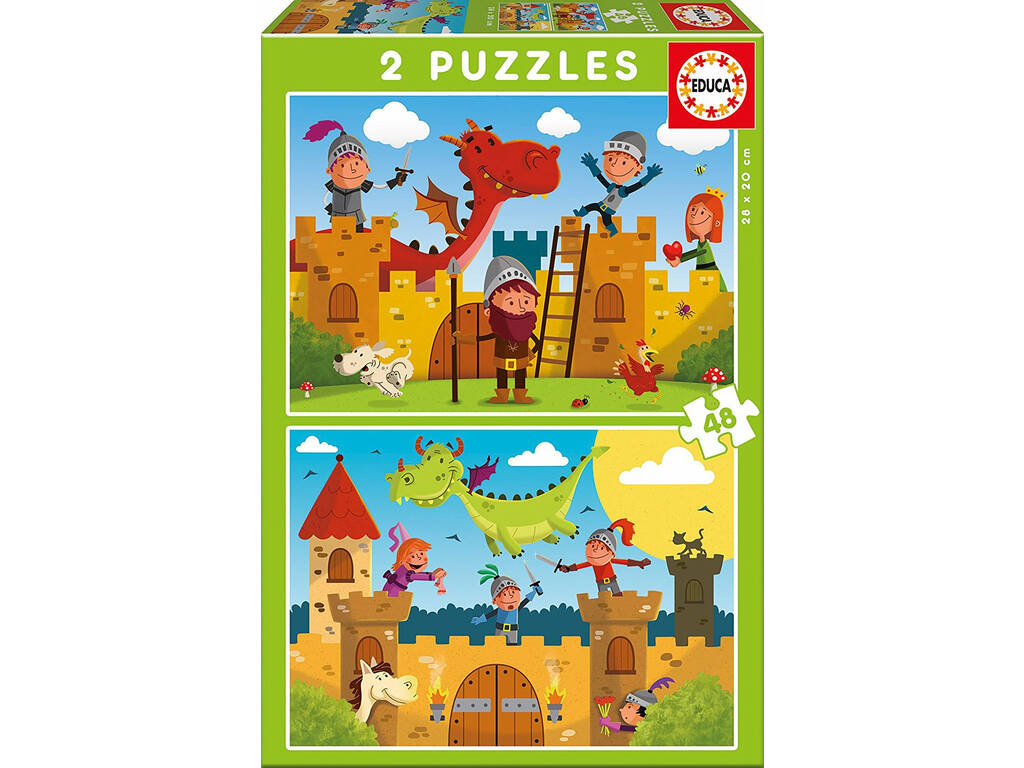 Puzzle 2X48 Drachen und Ritter Educa 17151
