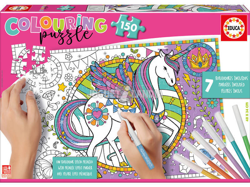 Puzzle 150 Unicornio Colorear Educa 17828