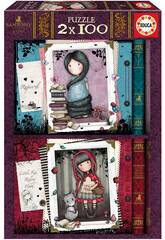 Puzzle 2x100 Gorjuss Little Red Riding Hood + Rapunzel Educa 17822