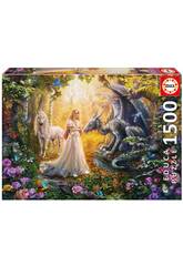 Puzzle 1500 Dragon, Princesse et Licorne Educa 17696