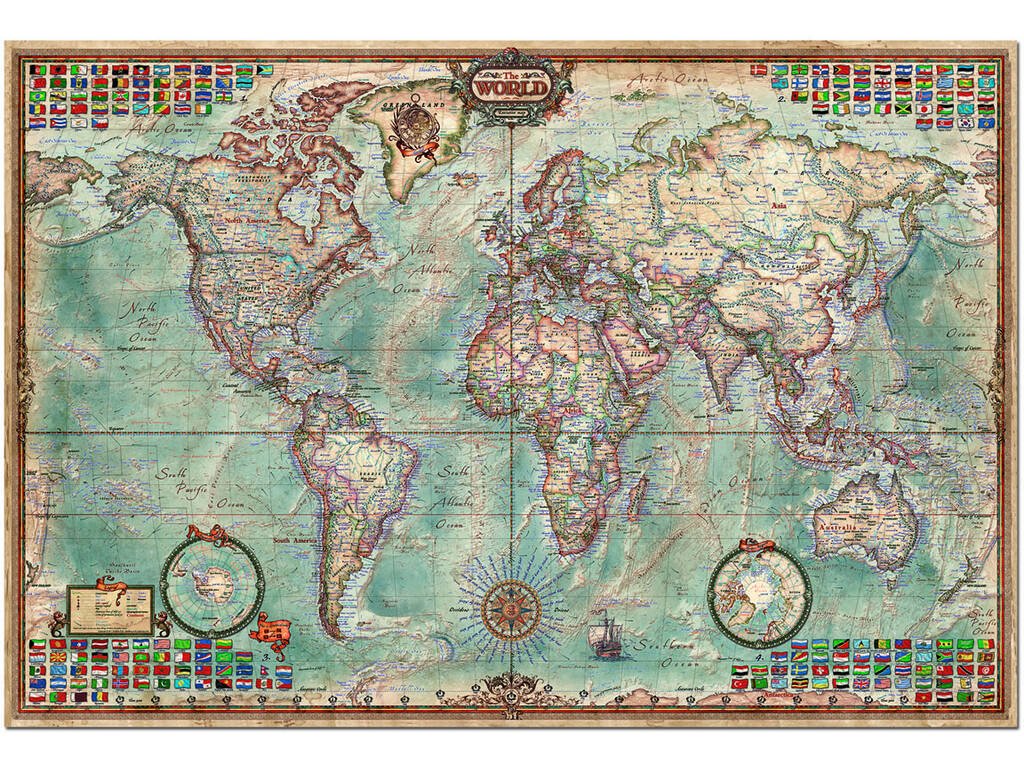 PUzzle 4000 El mundo, Mapa Político 136x96 cm EDUCA 14827
