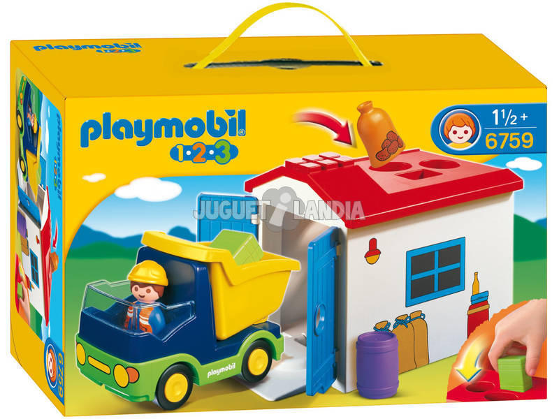 Playmobil 1.2.3 Camion Con Garaje