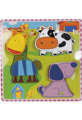Puzzle Madera Animales Granja