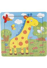 Puzzle in Legno Giraffa 9 Pezzi 15x15cm