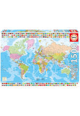 Puzzle 1500 Mapamundi Político 85x60 cm EDUCA 17117