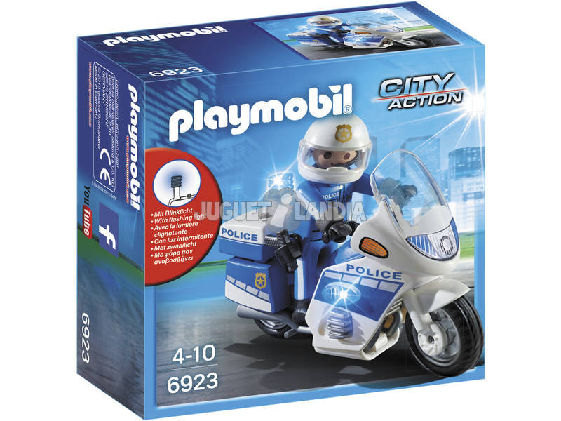 Playmobil Polícia Com Moto e Luzes Led 6923