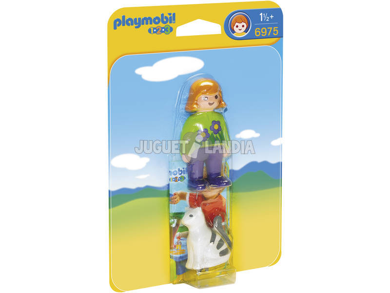  Playmobil 1,2,3 Ragazza con Gatto 6975