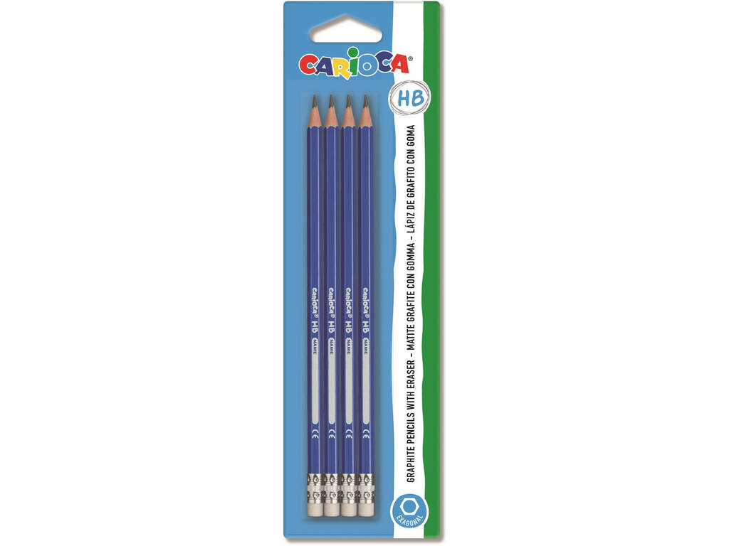 Bleistifte Graphit mit Radierer 4 Einheiten Carioca 42796