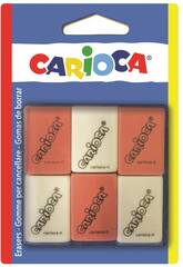 Gommes Carr�es 6 unit�s Carioca 42863