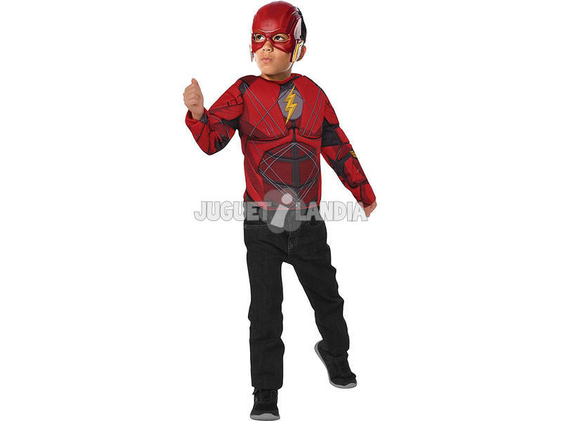 Kostüm Kind Flash Justice League mit Maske und Muskel Rubinen 34075