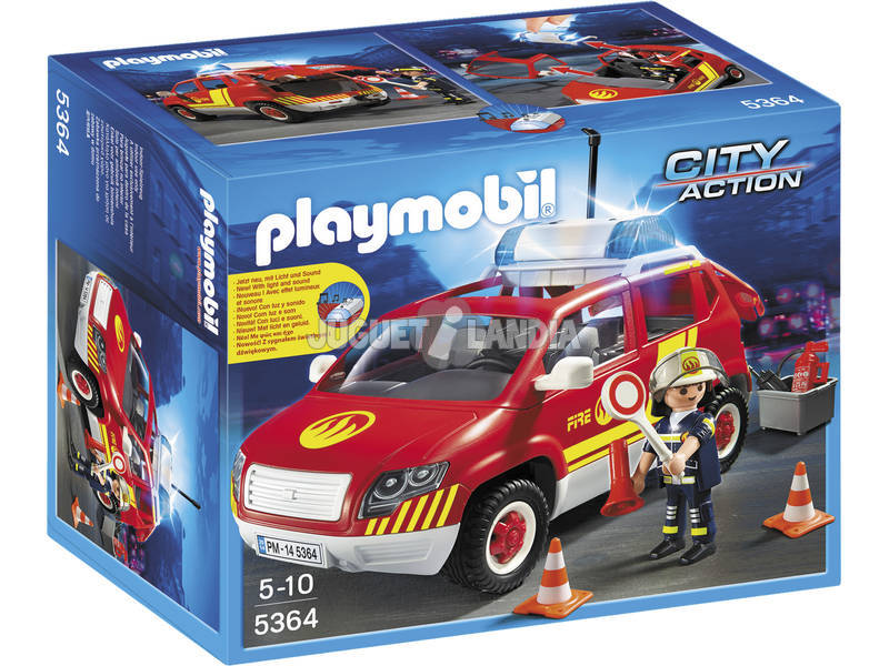 Chefe dos Bombeiros do Carro Playmobil com Luzes
