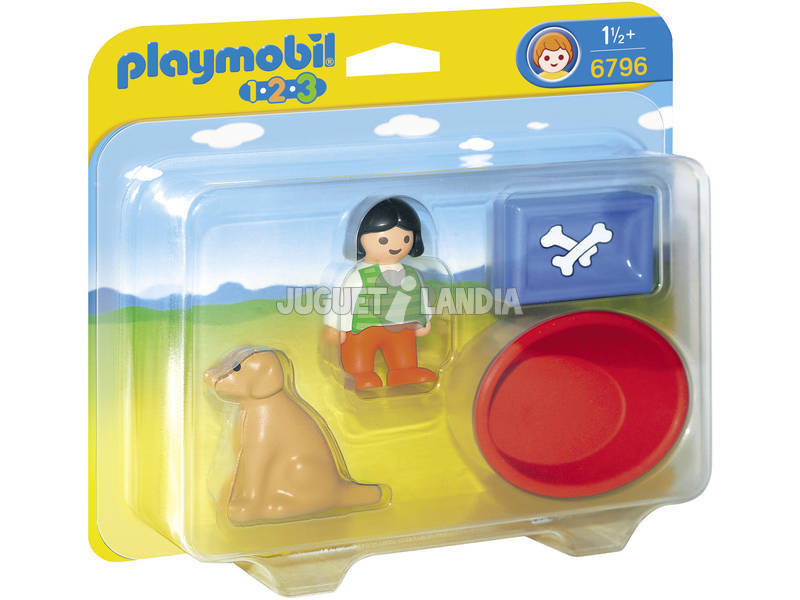 Playmobil 1.2.3 Niña y Perro