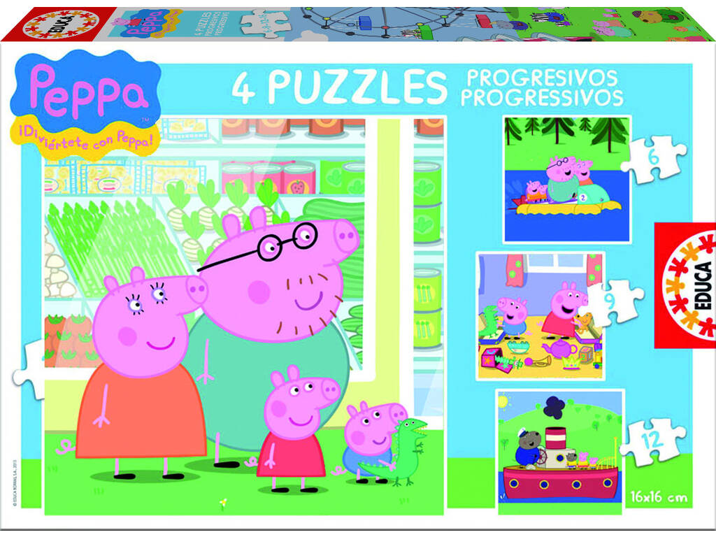 Quebra-cabeça progressivo 6-9-12-16 Peppa Pig
