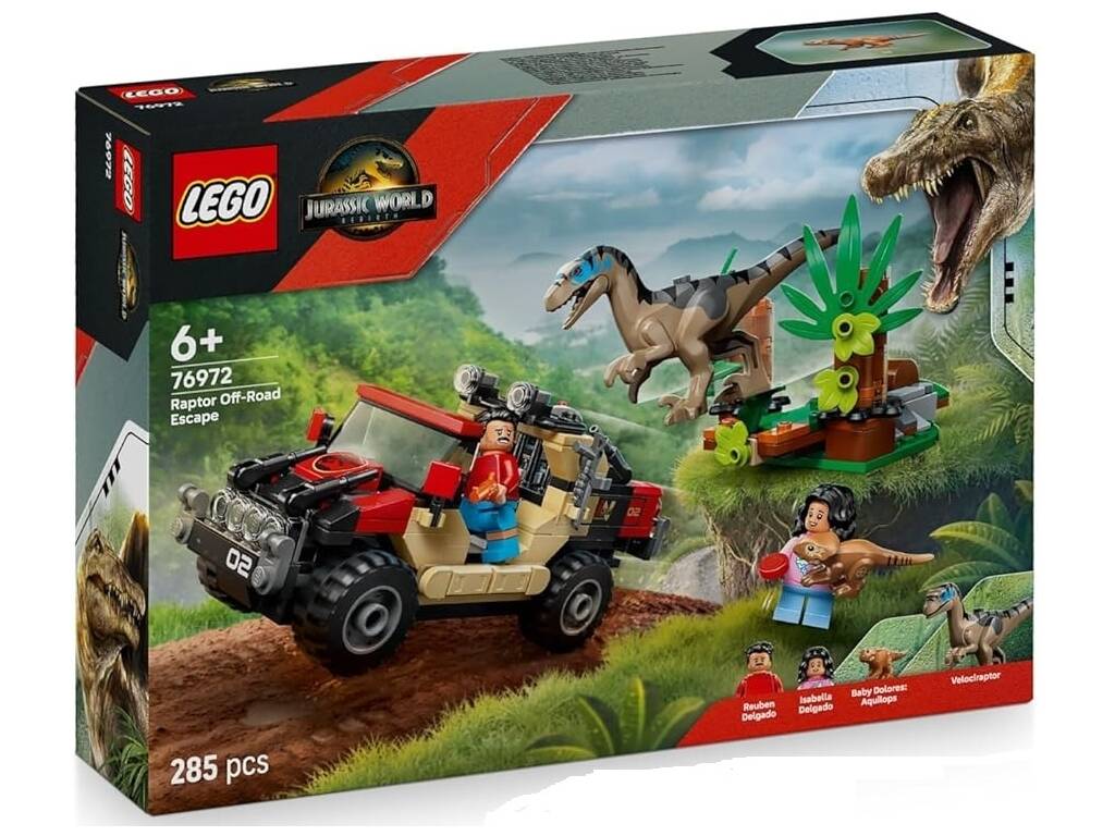 Lego Jurassic World Rebirth Fuite en 4x4 et Raptor à l'affût