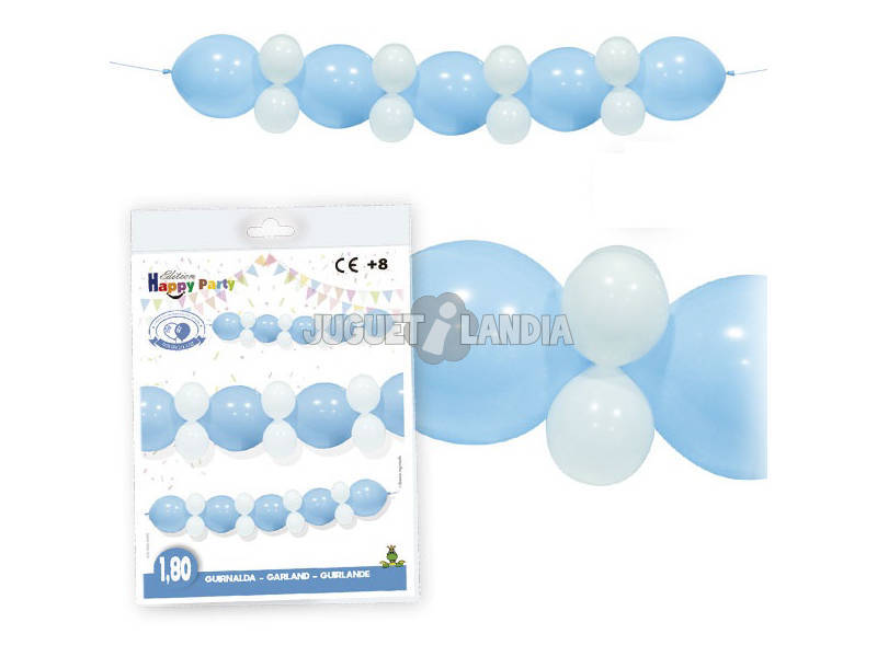Girlande von hellblauen und weißen Ballons Globolandia 5659