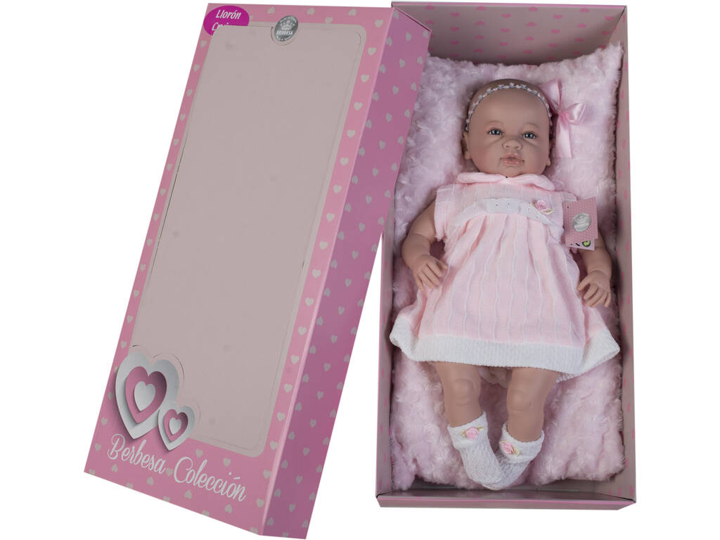 Puppe Sara Neugeborenes 50 cm. Kleid Rosa und Kissen Berbesa 5206