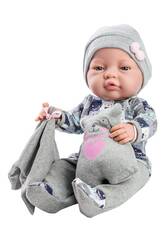 Baby Puppe 45 cm. Oberteil grau und Brchen Paola Reina 5182