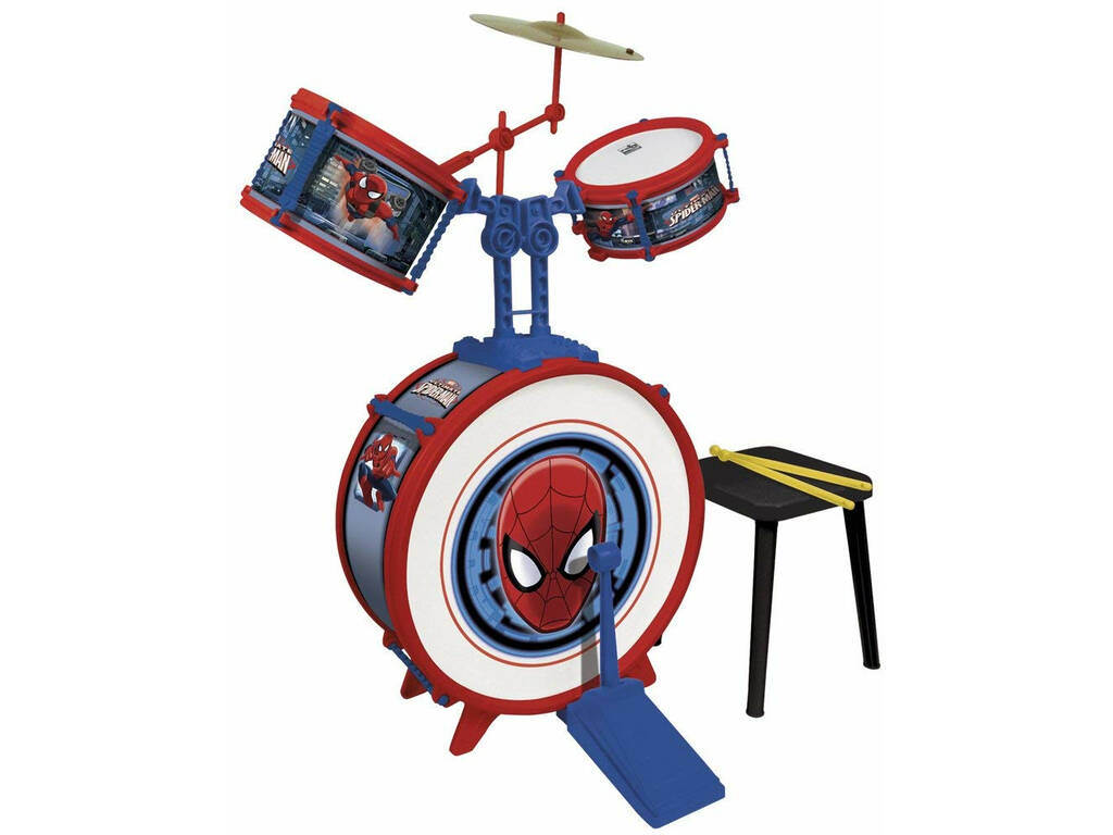 Spiderman Schlagzeug mit 3 Elementen mit Drumstick Reig 555
