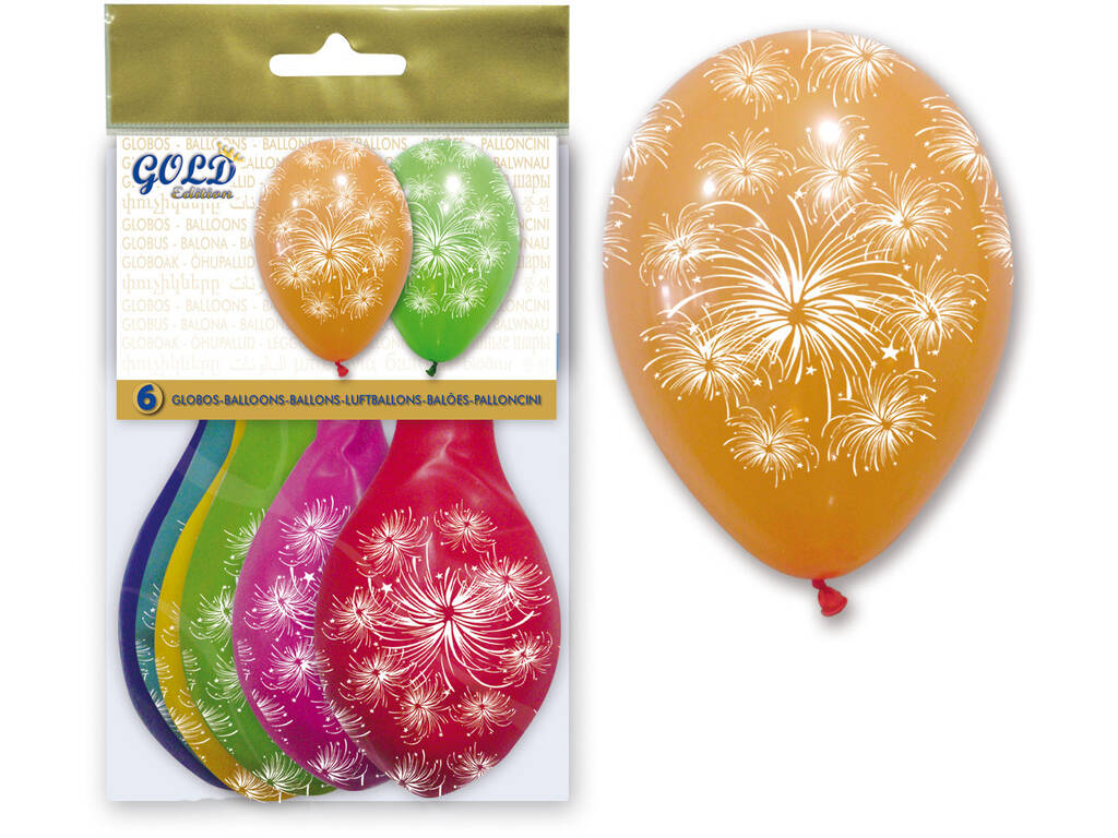 Pacchetto con 6 palloncini colorati fuochi artificiali Globolandia 5715 -  Juguetilandia