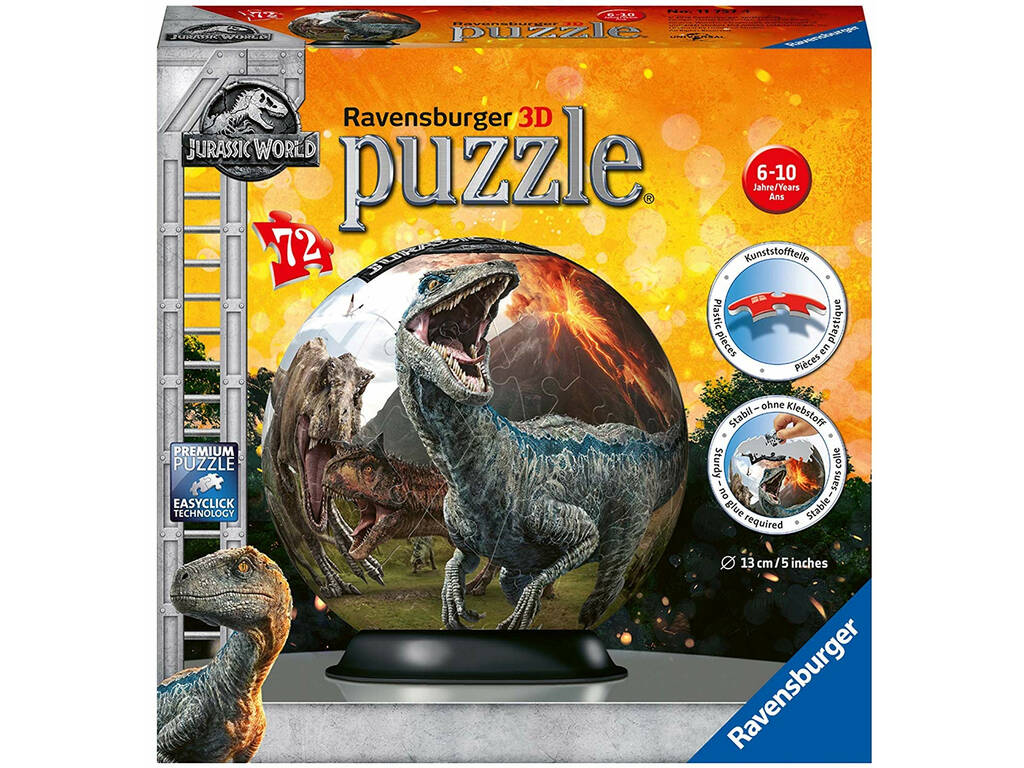 Jurassic World Puzzleball 3D 72 Peças Ravensburger 11757