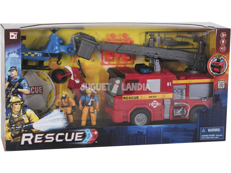 Camion de Pompier et Hélicoptère de Sauvetage avec des Accessoires