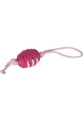 Jouet à Mordre Balle de Caoutchouc avec Corde pour Animaux de Compagnie Rose