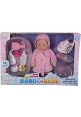 Boneca 30 cm. Com Roup�o e Acess�rios 11 Pe�as