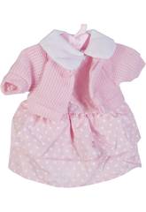 imagen Moda Bebé Muñecas 40 cm. Chaqueta Punto con Vestido Lunares Rosa