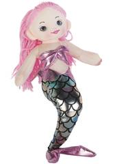 imagen Sirena Rosa Plata Muñeca de Trapo 30 cm.