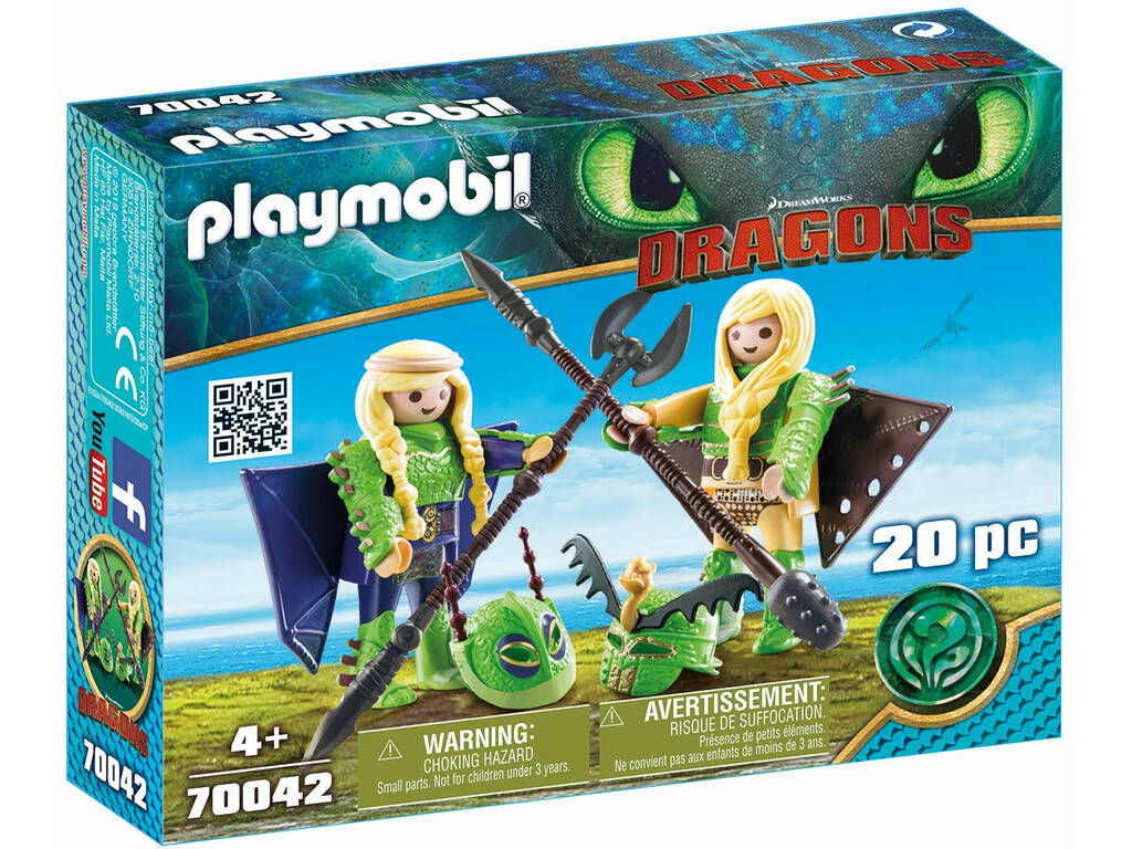 Playmobil Cómo Entrenar a Tu Dragón Chusco y Brusca con Traje Volador 70042
