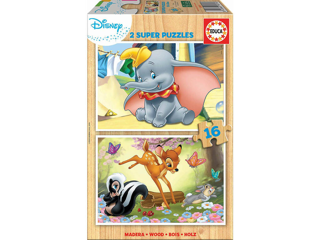 Puzzle 2x16 Disney Animals Dumbo und Bambi Educa 18079
