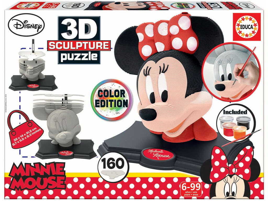 Puzzle Color 3D Skulptur Minnie Mouse Educa 17930