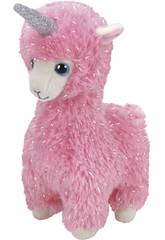 Peluche Lama Rose avec Corne 25 cm. Lana TY 36282TY