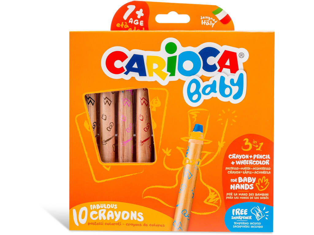 Crayons de Couleur 3 en 1 10 Couleurs Carioca 42818