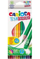 Caja 12 Lpices Colores Borrables Carioca 42897