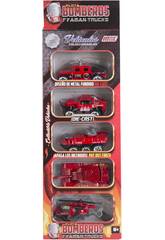 Camion de Pompier Die Cast 7,5 cm. Kit 5 Pi�ces
