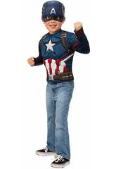Disfraz Niño Capitán América Endgame Pecho y Máscara Rubies 40074
