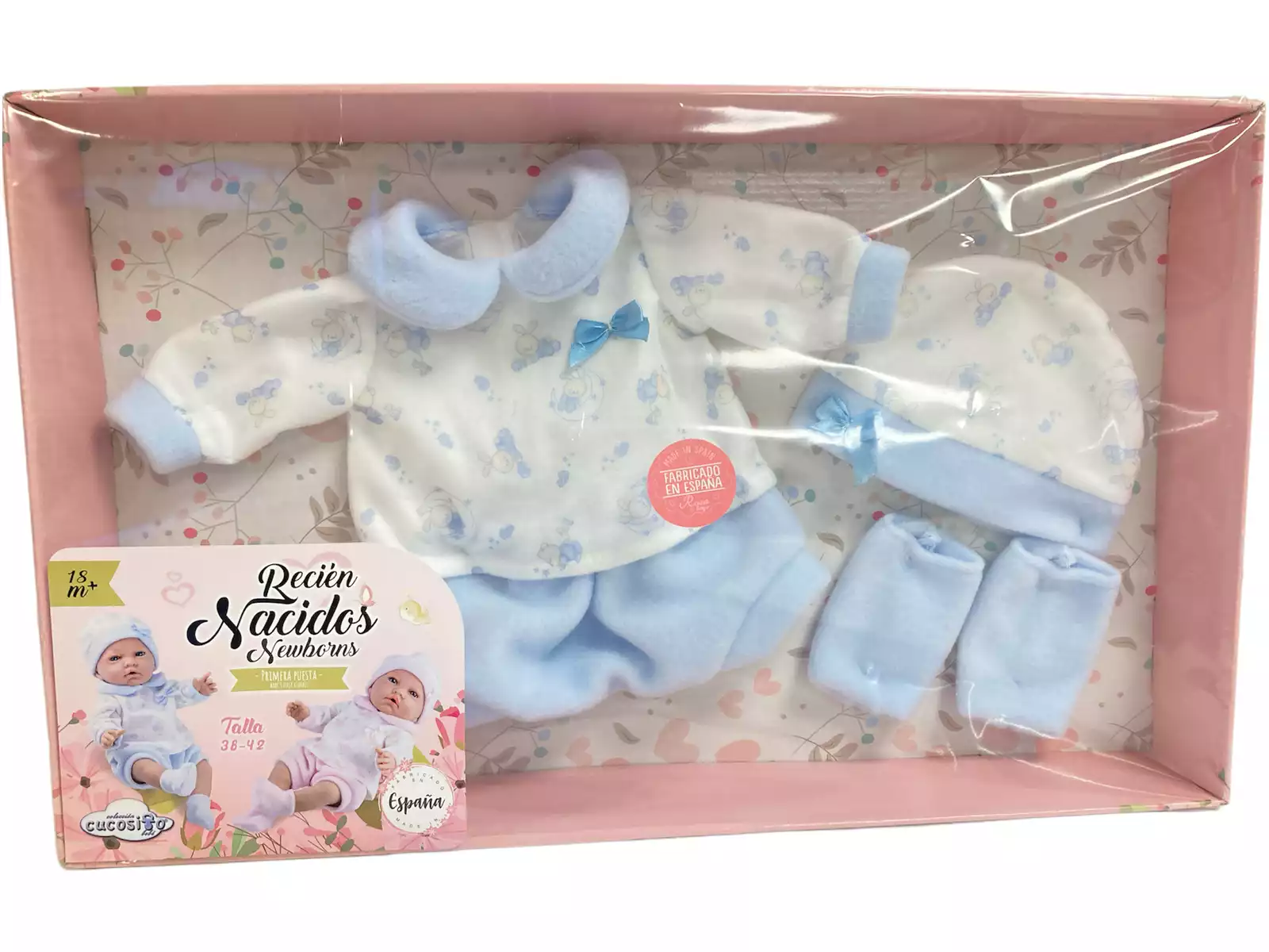 Acheter Bébé nouveau-né 40 cm. avec gants et écharpe rose - Juguetilandia