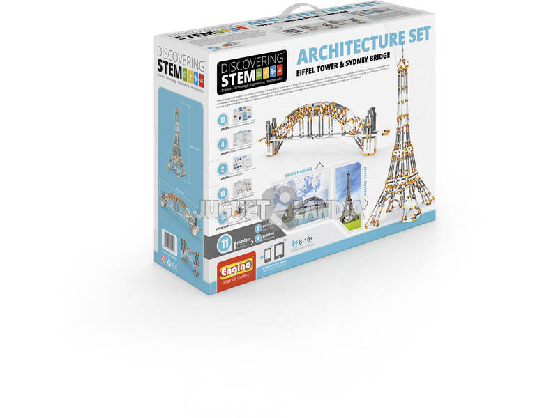 Set Construcción Stem 2 en 1 Torre Eiffel y Puente de Sídney Engino STEM55