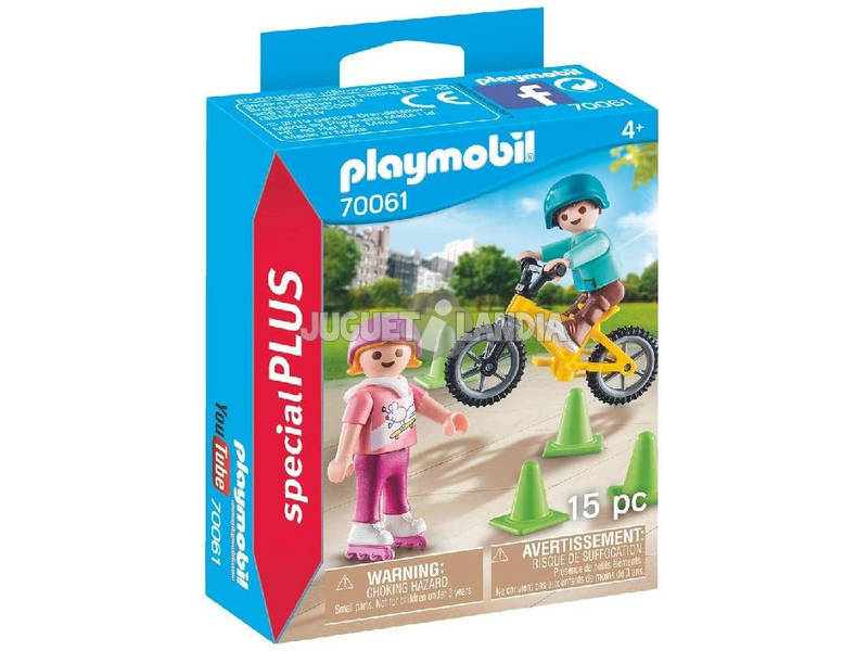 Playmobil Kinder mit Fahrrad und Schlittschuhen 70061