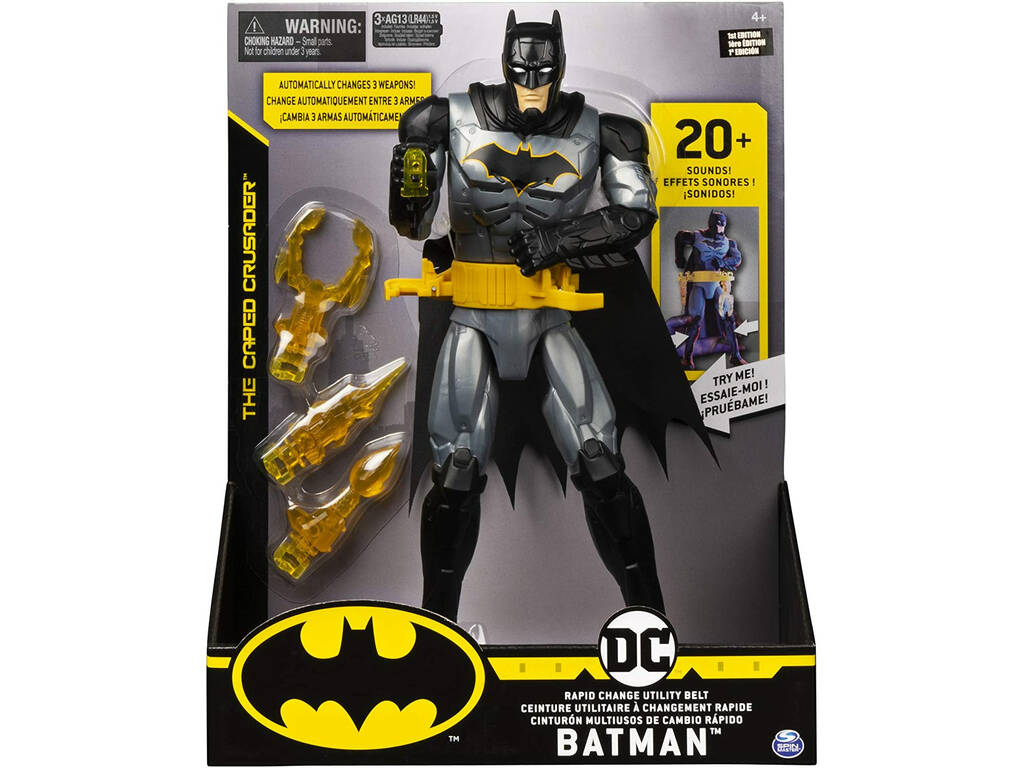 Batman Figura 30 cm. con Cinghia Multiuso a Cambio Rapido Bizak 6192 7809