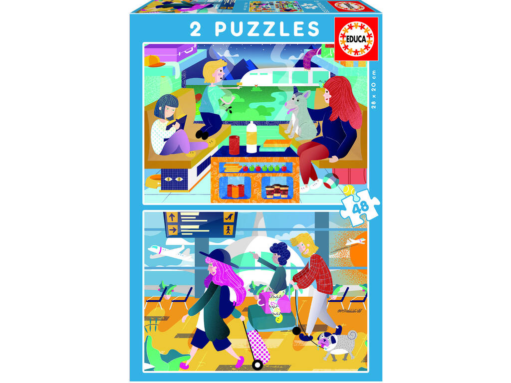 Puzzle 2X48 Aeroporto + Comboio Educa 18604