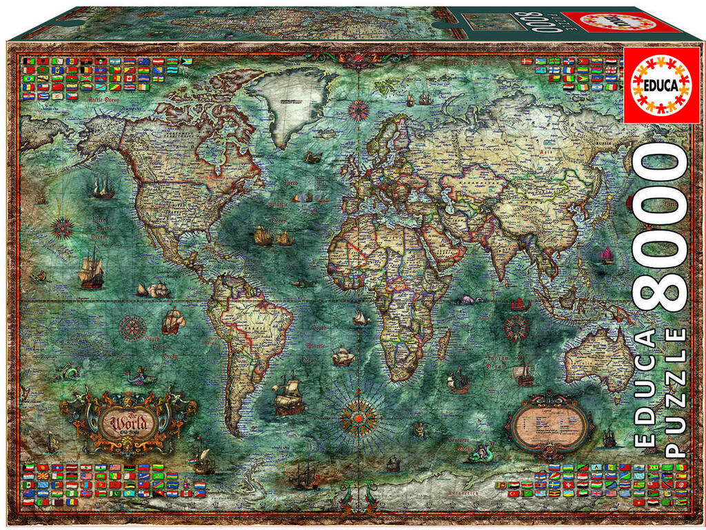 Puzzle 150 Mappa Mondo Animali Educa 18115 - Juguetilandia