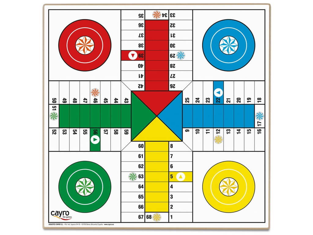 Parcheesi- und Schachbrett aus Holz 40x40 cm. Cayro T-139