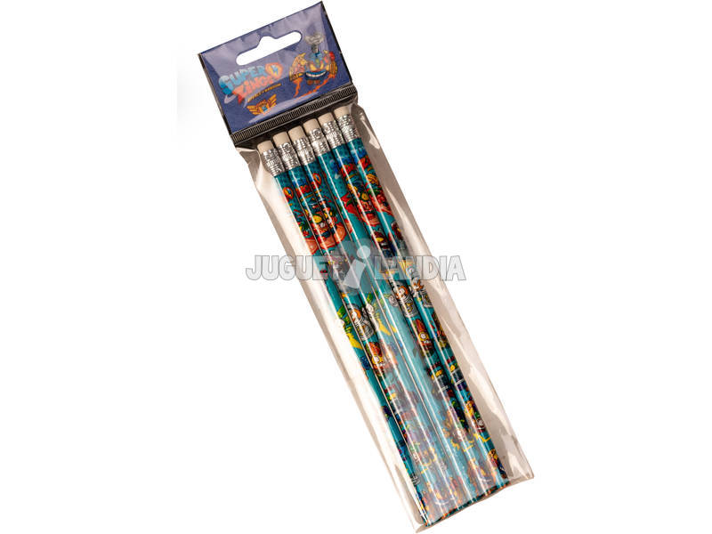 Superzings Set 6 Crayons avec Gomme CYP GS-604-SZ