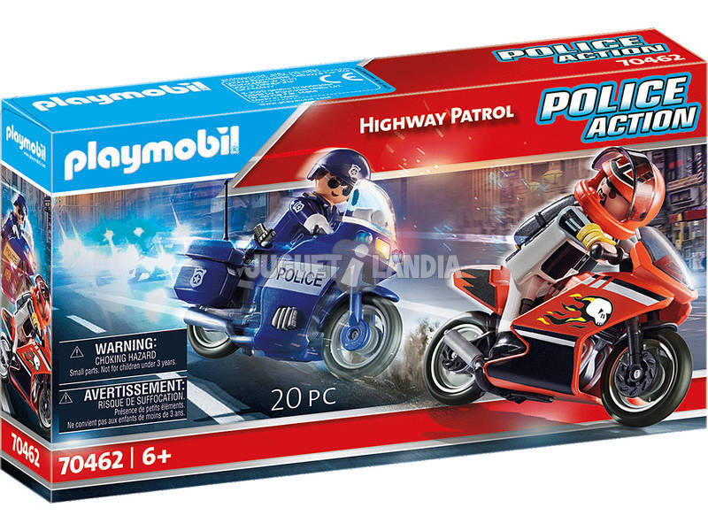 Playmobil Pattuglia Polizia Inseguimento in Motocicletta 70462