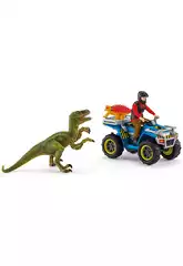 Dinosaurs Fuite sur quad face au vélociraptor Schleich 41466